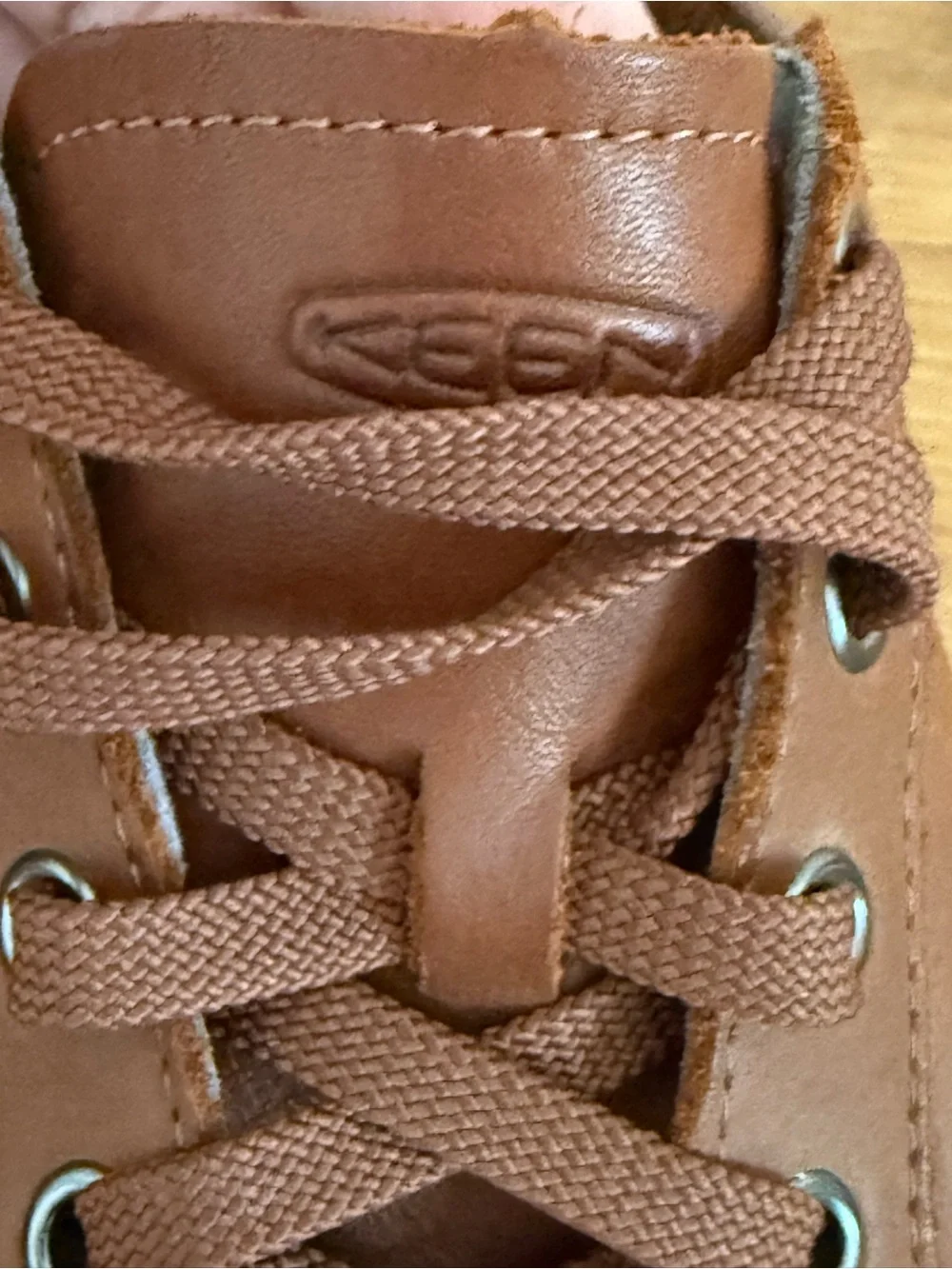 KEEN Lorelai Leather Sneakers Brown Lace Up Shoes Womens 7.5 1022044 Luftcell